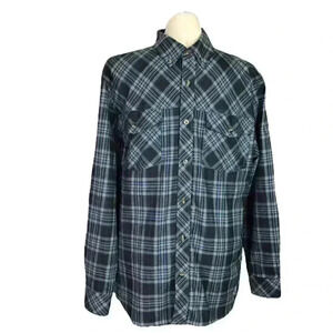 Browning Men L Plaid Flannel Shirt Multi Polyester Long Sleeve Pockets Easy Care